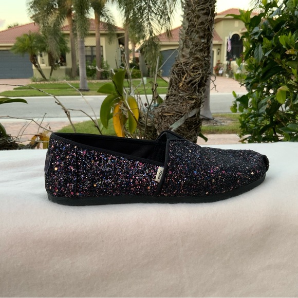 Tom’s Alpargata BlackBerry Sparkle Glitter Sz 7.5 VGUNavy Blue Cocktail Party - Picture 4 of 10